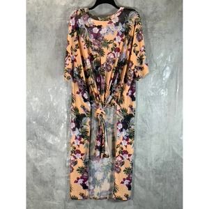 Nina Parker Women's Plus Floral Print Crewneck Mesh Knot-Front Tunic SZ 3X